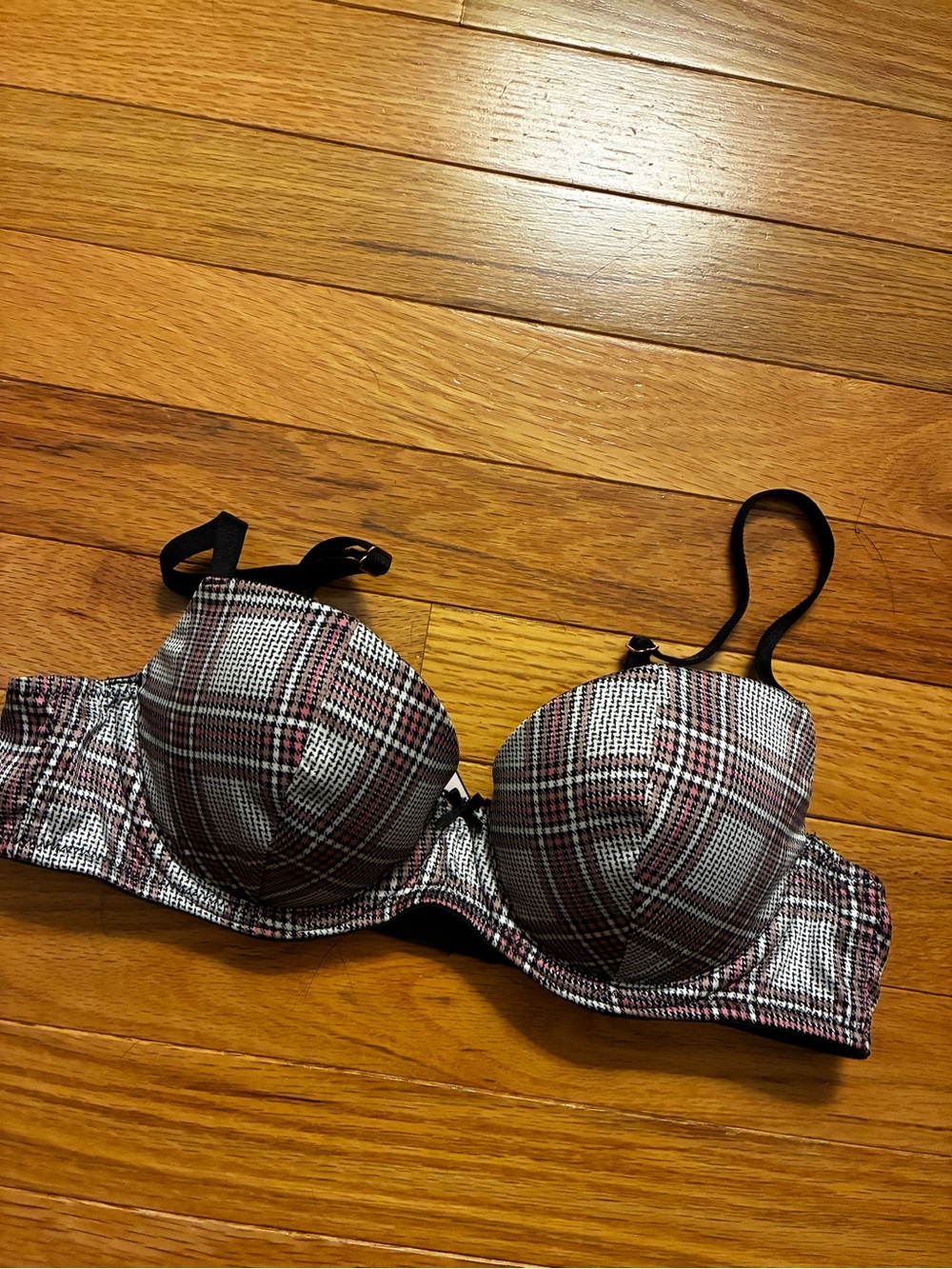 Victoria's Secret Plaid Push-Up Bra in Black and Pink